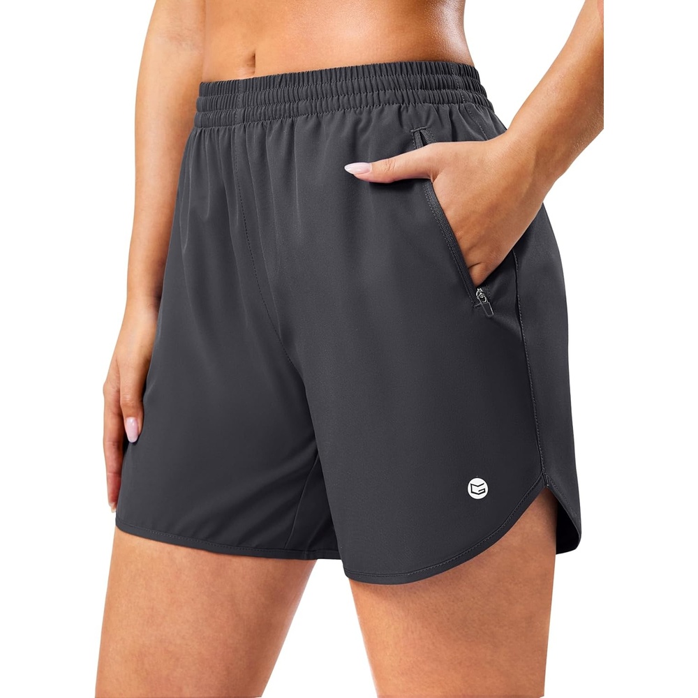 image:imageG Gradual 57 Athletic Running Shorts for Women 2 Zipper Pockets Lightweight Workout Gym Summer Dolphin Shorts with LinerDark Grey