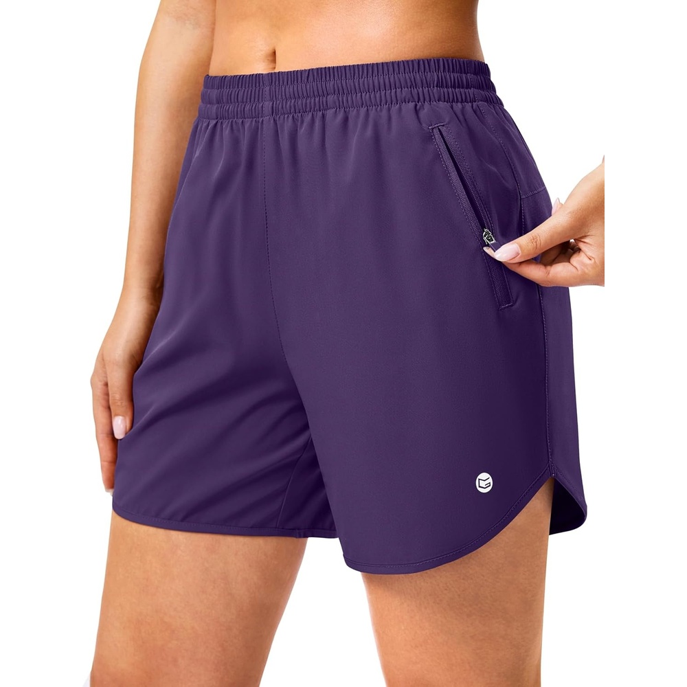 image:imageG Gradual 57 Athletic Running Shorts for Women 2 Zipper Pockets Lightweight Workout Gym Summer Dolphin Shorts with LinerDeep Purple