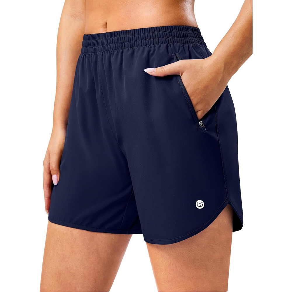 image:imageG Gradual 57 Athletic Running Shorts for Women 2 Zipper Pockets Lightweight Workout Gym Summer Dolphin Shorts with LinerNavy