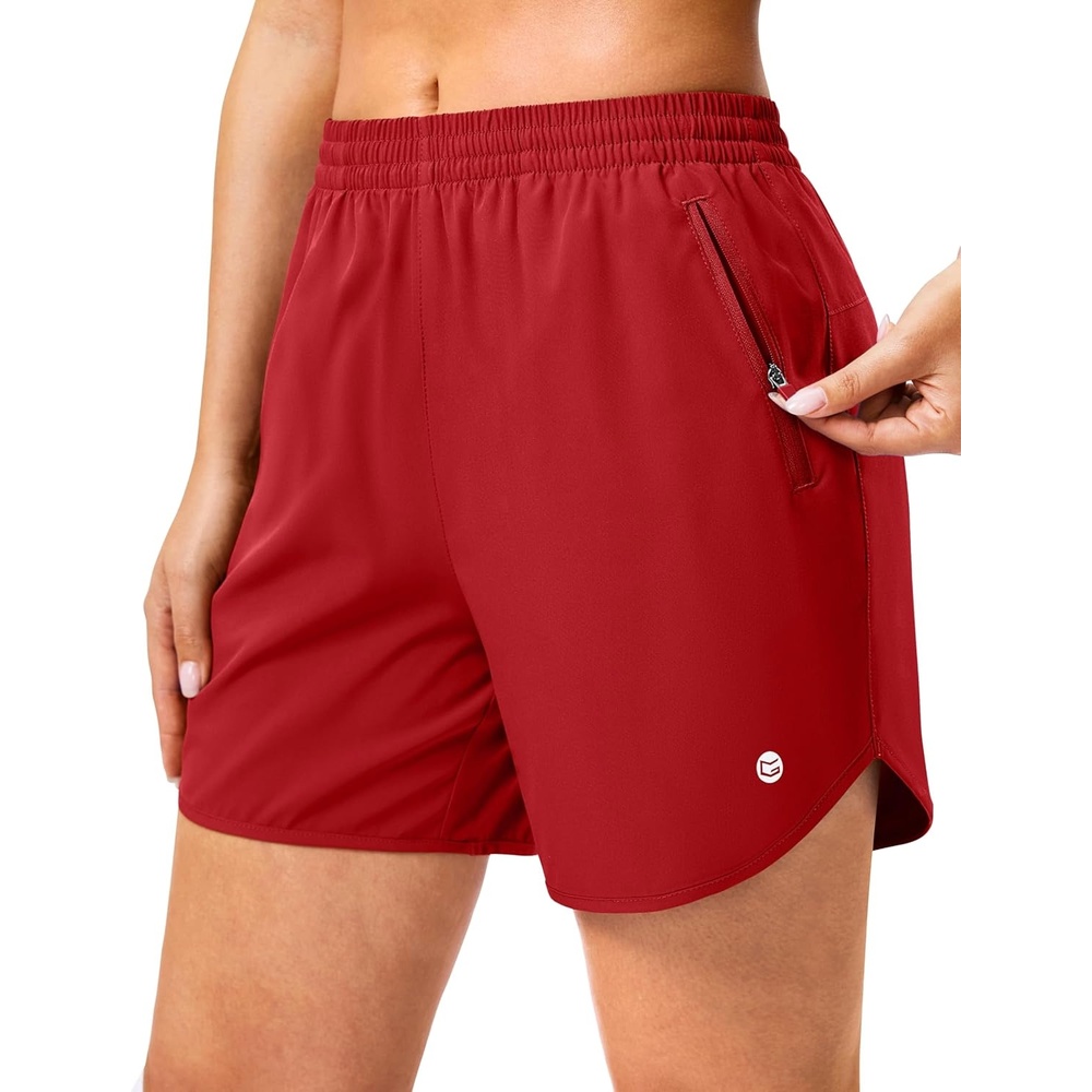 image:imageG Gradual 57 Athletic Running Shorts for Women 2 Zipper Pockets Lightweight Workout Gym Summer Dolphin Shorts with LinerRed