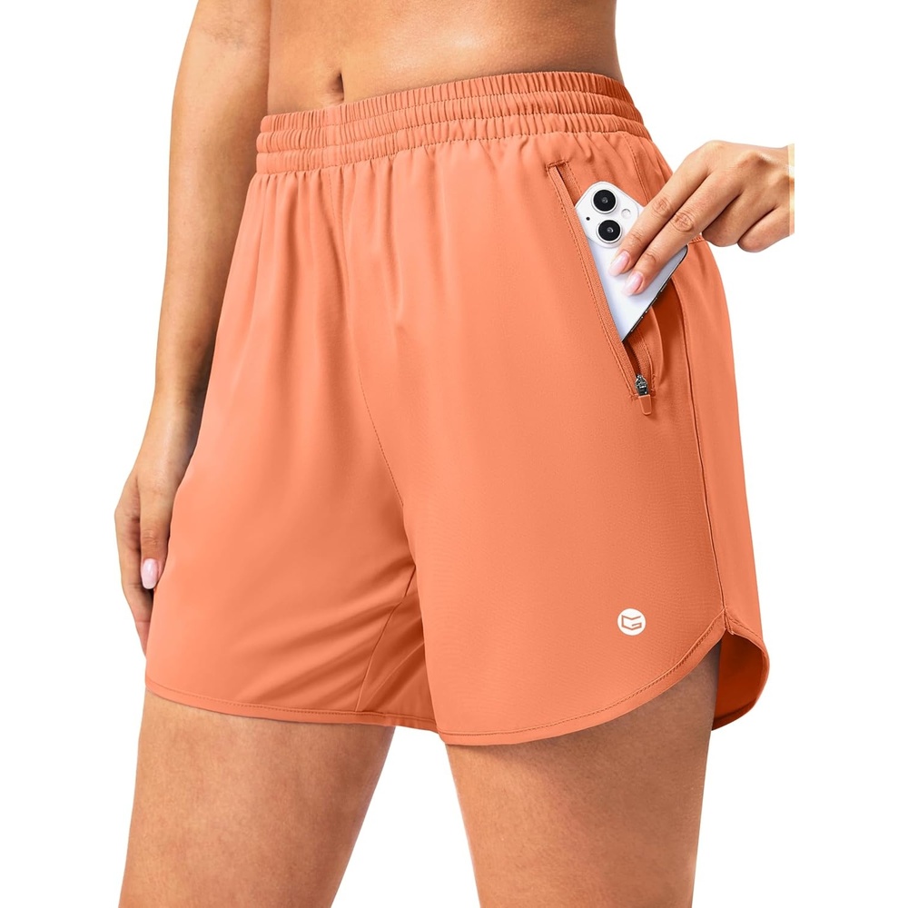 image:imageG Gradual 57 Athletic Running Shorts for Women 2 Zipper Pockets Lightweight Workout Gym Summer Dolphin Shorts with LinerRed Coral