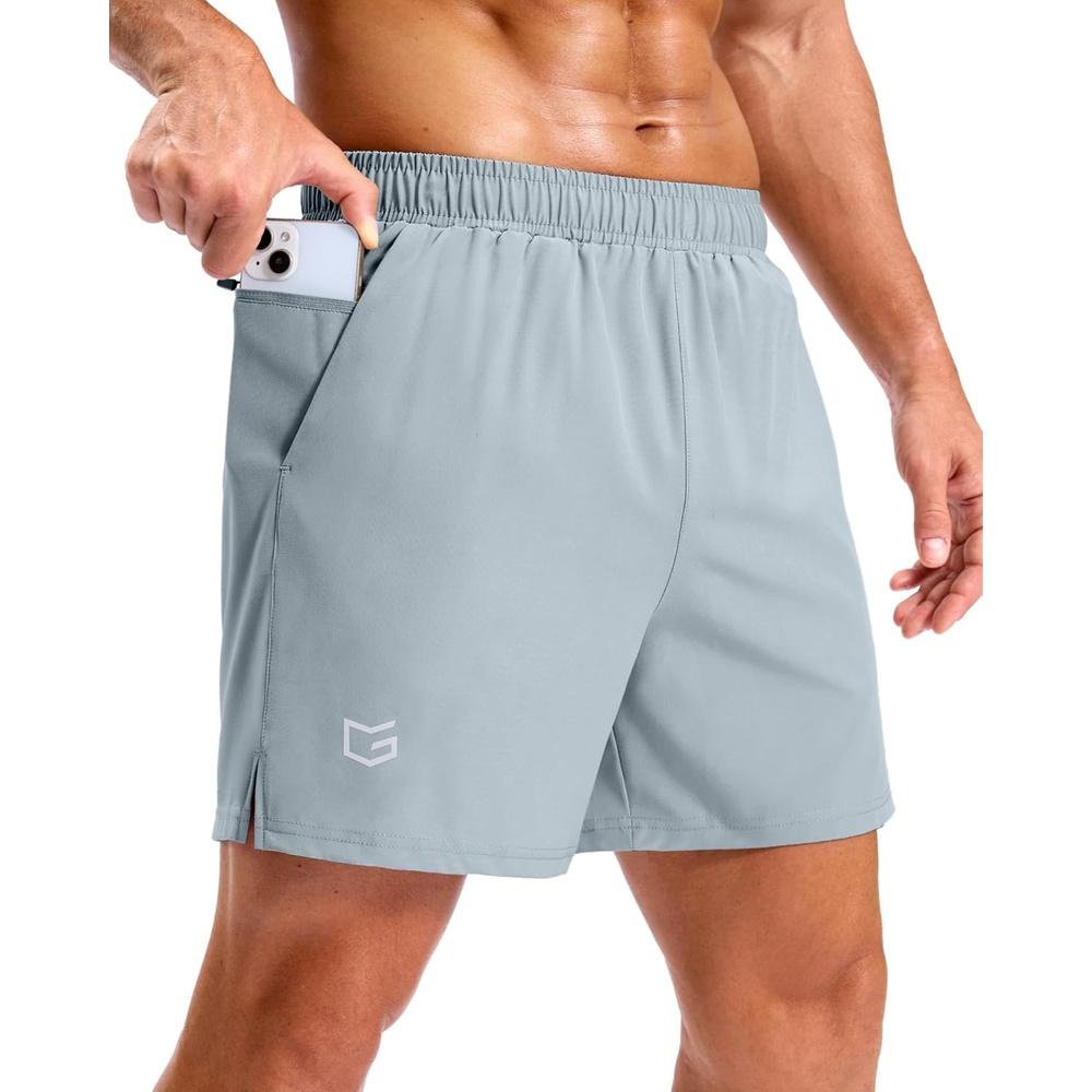 image:imageG Gradual Mens Workout Gym Shorts with 2 Zipper Pockets 7 5 9 Quick Dry Athletic Running Basketball Shorts for MenLight Grey
