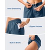 G Gradual 5″/7″ Athletic Running Shorts for Women 2 Zipper Pockets Lightweight Workout Gym Summer Dolphin Shorts with Liner(Blue Grey)
