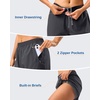 G Gradual 5″/7″ Athletic Running Shorts for Women 2 Zipper Pockets Lightweight Workout Gym Summer Dolphin Shorts with Liner(Dark Grey)