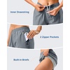 G Gradual 5″/7″ Athletic Running Shorts for Women 2 Zipper Pockets Lightweight Workout Gym Summer Dolphin Shorts with Liner(Light Grey)