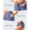 G Gradual 5″/7″ Athletic Running Shorts for Women 2 Zipper Pockets Lightweight Workout Gym Summer Dolphin Shorts with Liner(Stone Blue)