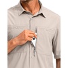 G Gradual Men’s Fishing Shirts with Zipper Pockets UPF 50+ Lightweight Cool Short Sleeve Button Down Shirts for Men Hiking(Khaki)