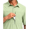 G Gradual Men’s Fishing Shirts with Zipper Pockets UPF 50+ Lightweight Cool Short Sleeve Button Down Shirts for Men Hiking(Light Green)