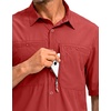 G Gradual Men’s Fishing Shirts with Zipper Pockets UPF 50+ Lightweight Cool Short Sleeve Button Down Shirts for Men Hiking(Red)