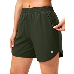 G Gradual 5″/7″ Athletic Running Shorts for Women 2 Zipper Pockets Lightweight Workout Gym Summer Dolphin Shorts with Liner(Army Green)