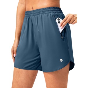 G Gradual 5″/7″ Athletic Running Shorts for Women 2 Zipper Pockets Lightweight Workout Gym Summer Dolphin Shorts with Liner(Blue Grey)