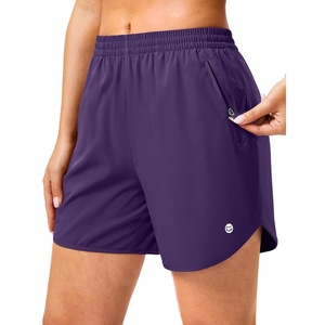 G Gradual 5″/7″ Athletic Running Shorts for Women 2 Zipper Pockets Lightweight Workout Gym Summer Dolphin Shorts with Liner(Deep Purple)