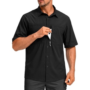 G Gradual Men’s Fishing Shirts with Zipper Pockets UPF 50+ Lightweight Cool Short Sleeve Button Down Shirts for Men Hiking(Black)