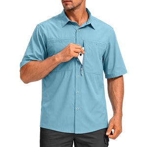 G Gradual Men’s Fishing Shirts with Zipper Pockets UPF 50+ Lightweight Cool Short Sleeve Button Down Shirts for Men Hiking(Capri)
