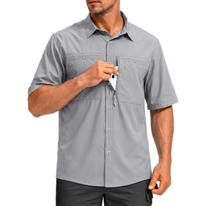 G Gradual Men’s Fishing Shirts with Zipper Pockets UPF 50+ Lightweight Cool Short Sleeve Button Down Shirts for Men Hiking(Cool Grey)