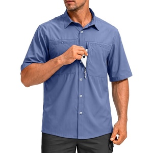 G Gradual Men’s Fishing Shirts with Zipper Pockets UPF 50+ Lightweight Cool Short Sleeve Button Down Shirts for Men Hiking(Dusty Blue)
