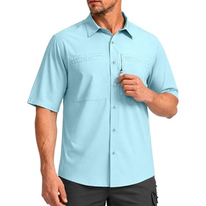 G Gradual Men’s Fishing Shirts with Zipper Pockets UPF 50+ Lightweight Cool Short Sleeve Button Down Shirts for Men Hiking(Gulf Stream)