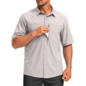 G Gradual Men’s Fishing Shirts with Zipper Pockets UPF 50+ Lightweight Cool Short Sleeve Button Down Shirts for Men Hiking(Light Khaki)