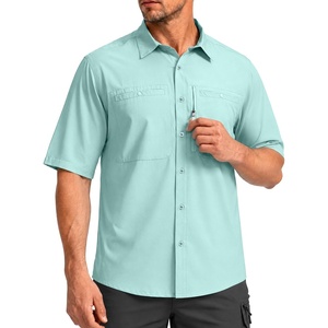 G Gradual Men’s Fishing Shirts with Zipper Pockets UPF 50+ Lightweight Cool Short Sleeve Button Down Shirts for Men Hiking(Mint Green)