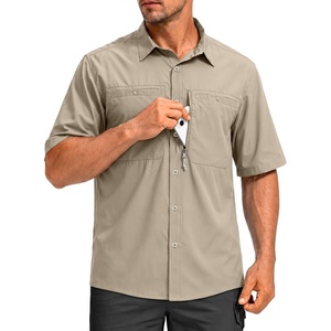 G Gradual Men’s Fishing Shirts with Zipper Pockets UPF 50+ Lightweight Cool Short Sleeve Button Down Shirts for Men Hiking(Sage Green)