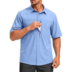 G Gradual Men’s Fishing Shirts with Zipper Pockets UPF 50+ Lightweight Cool Short Sleeve Button Down Shirts for Men Hiking(Sail)