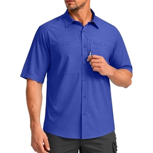 G Gradual Men’s Fishing Shirts with Zipper Pockets UPF 50+ Lightweight Cool Short Sleeve Button Down Shirts for Men Hiking(Sky Vivid Blue)