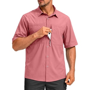 G Gradual Men’s Fishing Shirts with Zipper Pockets UPF 50+ Lightweight Cool Short Sleeve Button Down Shirts for Men Hiking(Sorbet)