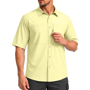 G Gradual Men’s Fishing Shirts with Zipper Pockets UPF 50+ Lightweight Cool Short Sleeve Button Down Shirts for Men Hiking(Sunlit)