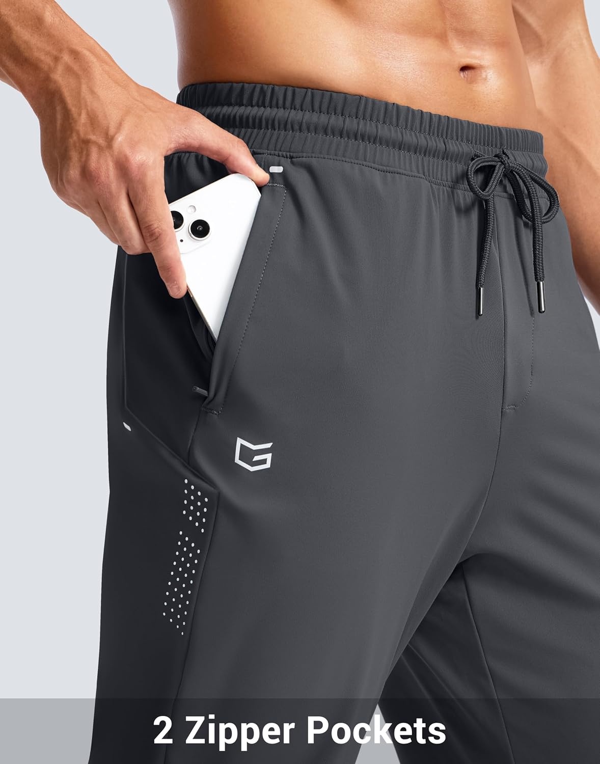 image:imageG Gradual Mens Joggers with Zipper Pockets Athletic Workout Gym Pants Stretch Running Track Jogging Sweatpants for MenDark Grey