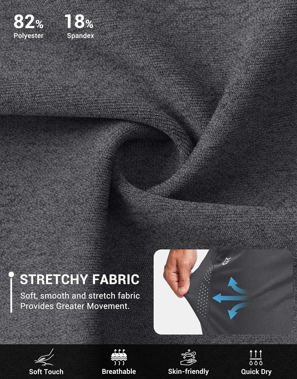 image:imageG Gradual Mens Joggers with Zipper Pockets Athletic Workout Gym Pants Stretch Running Track Jogging Sweatpants for MenHeather Charcoal
