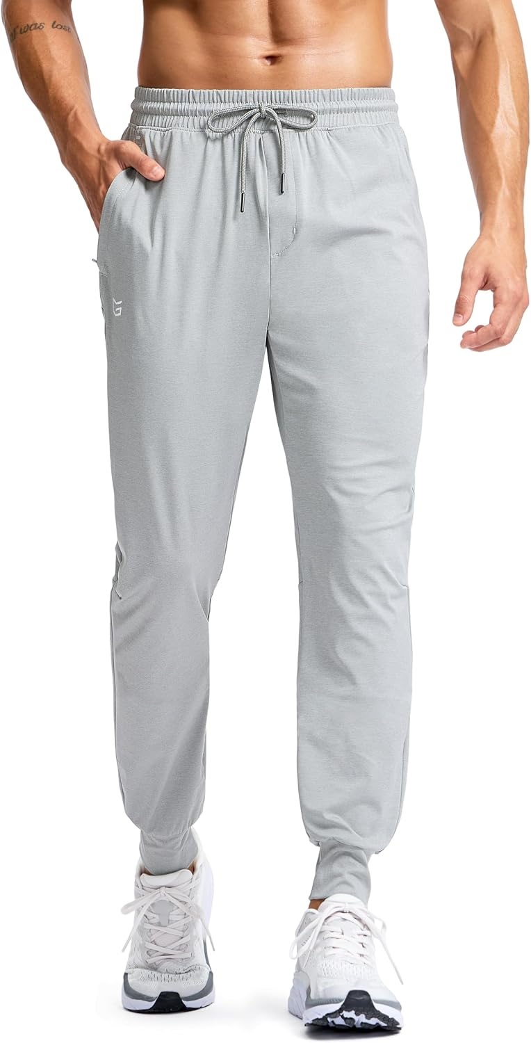 image:imageG Gradual Mens Joggers with Zipper Pockets Athletic Workout Gym Pants Stretch Running Track Jogging Sweatpants for MenHeather Grey Green
