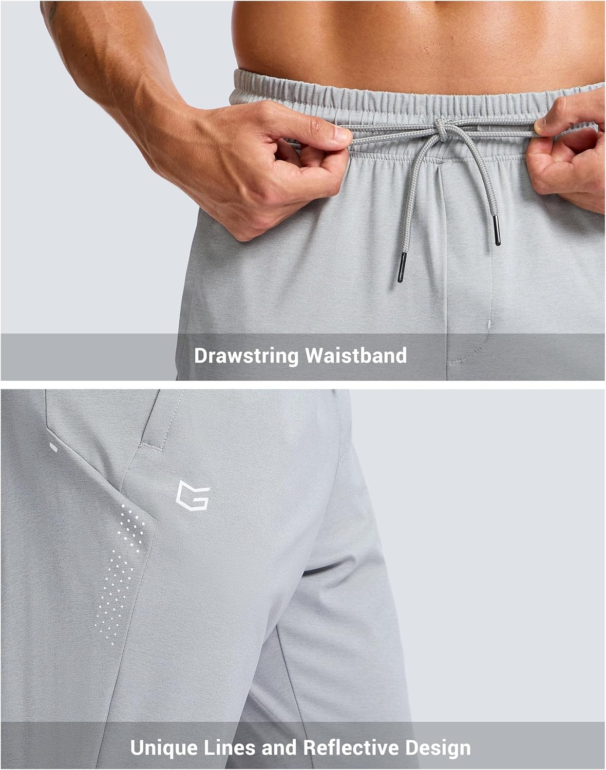 image:imageG Gradual Mens Joggers with Zipper Pockets Athletic Workout Gym Pants Stretch Running Track Jogging Sweatpants for MenHeather Grey Green