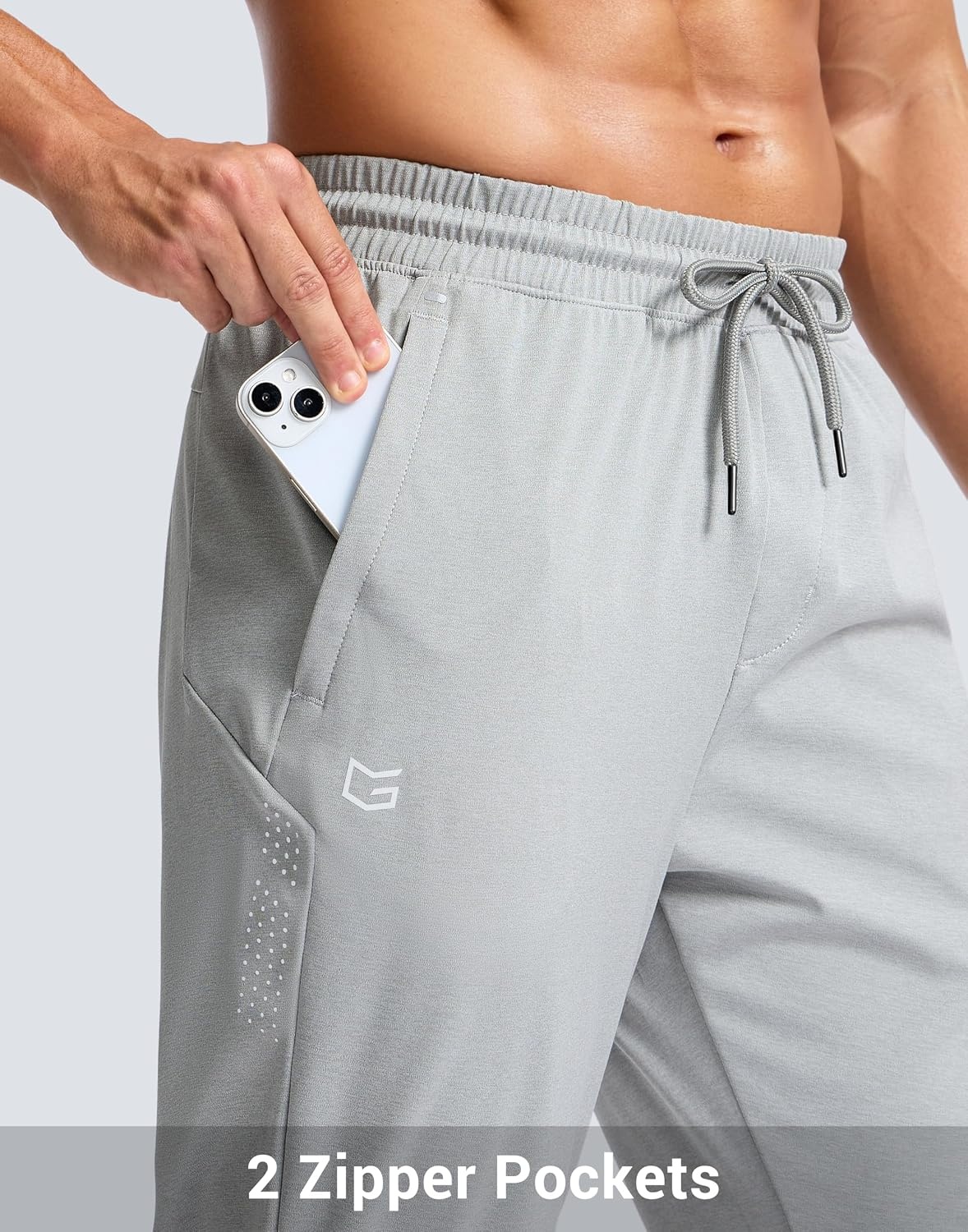 image:imageG Gradual Mens Joggers with Zipper Pockets Athletic Workout Gym Pants Stretch Running Track Jogging Sweatpants for MenHeather Grey Green