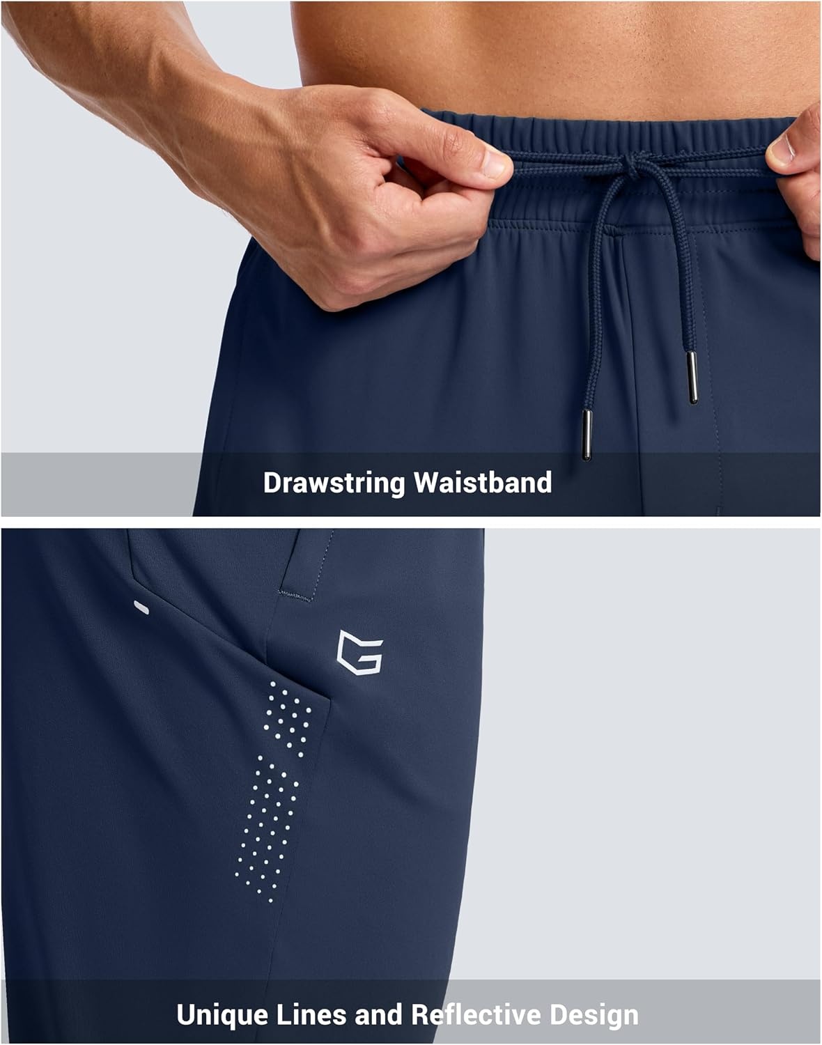 image:imageG Gradual Mens Joggers with Zipper Pockets Athletic Workout Gym Pants Stretch Running Track Jogging Sweatpants for MenNavy