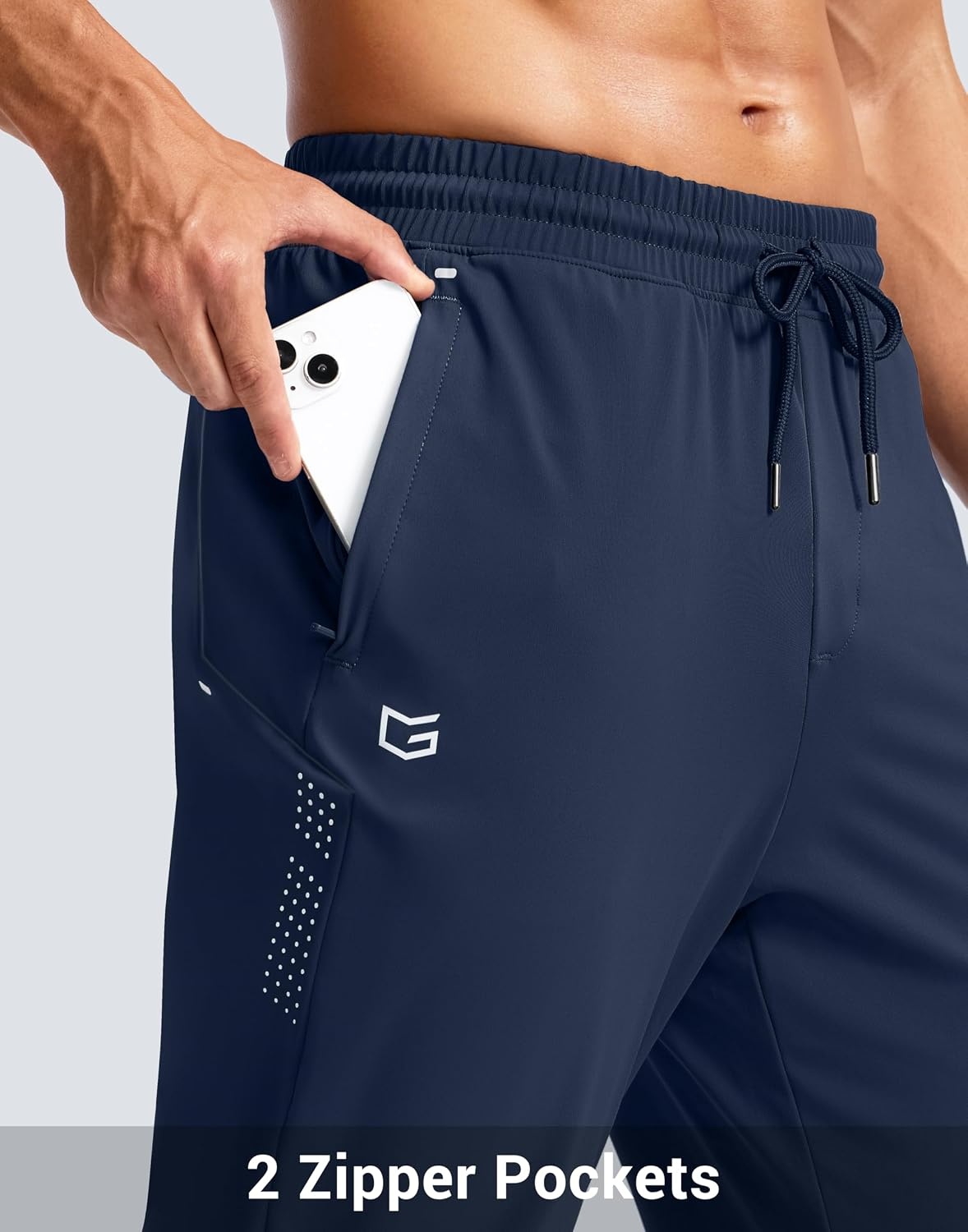 image:imageG Gradual Mens Joggers with Zipper Pockets Athletic Workout Gym Pants Stretch Running Track Jogging Sweatpants for MenNavy