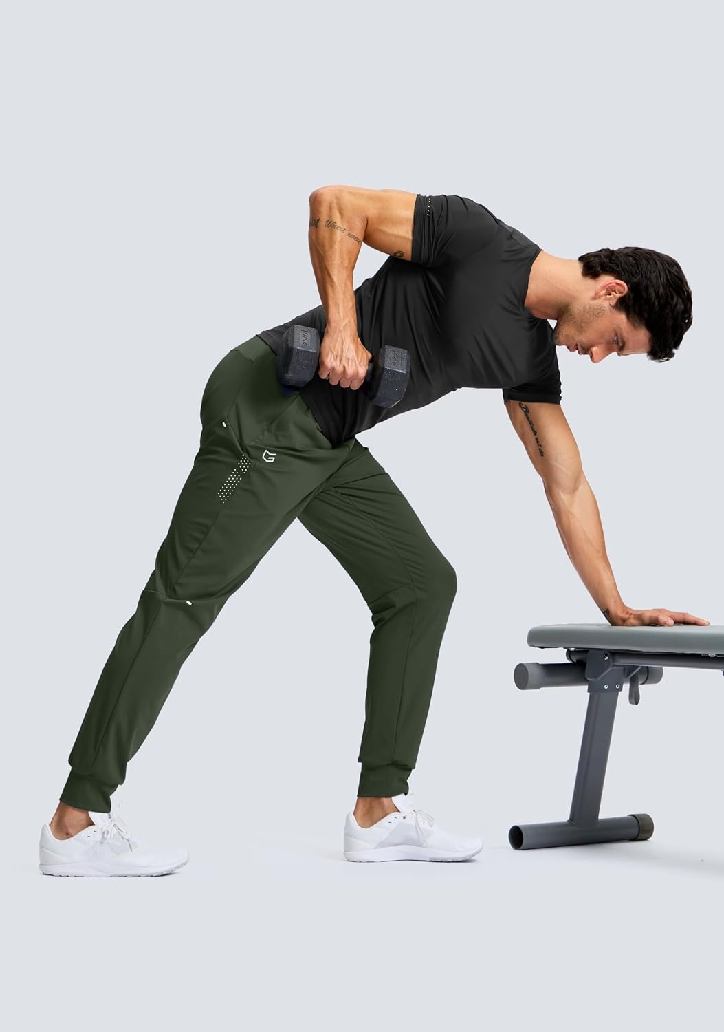 image:imageG Gradual Mens Joggers with Zipper Pockets Athletic Workout Gym Pants Stretch Running Track Jogging Sweatpants for MenOlive Green