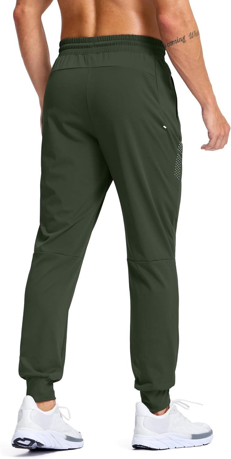 image:imageG Gradual Mens Joggers with Zipper Pockets Athletic Workout Gym Pants Stretch Running Track Jogging Sweatpants for MenOlive Green