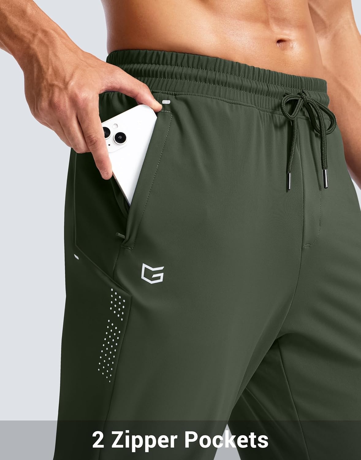 image:imageG Gradual Mens Joggers with Zipper Pockets Athletic Workout Gym Pants Stretch Running Track Jogging Sweatpants for MenOlive Green
