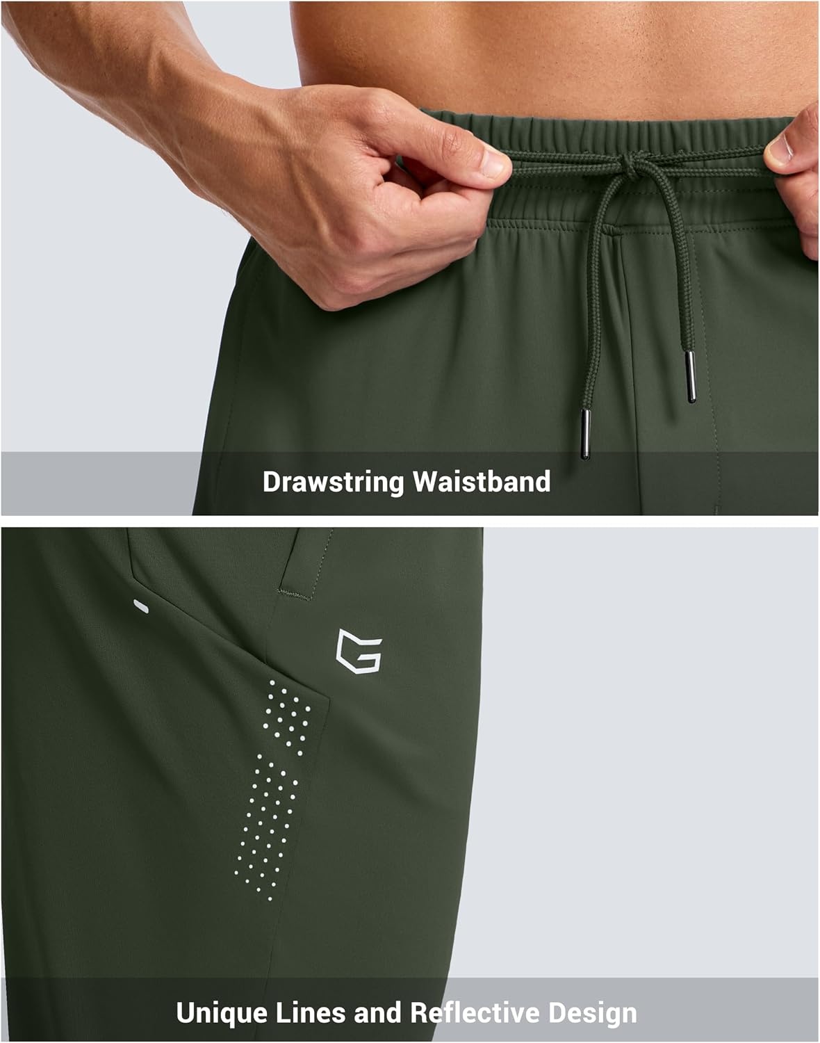 image:imageG Gradual Mens Joggers with Zipper Pockets Athletic Workout Gym Pants Stretch Running Track Jogging Sweatpants for MenOlive Green