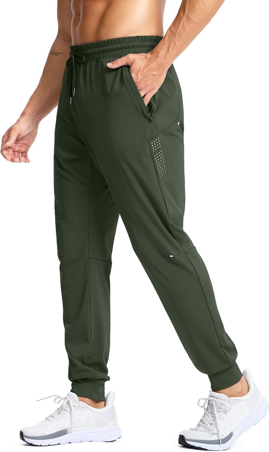 image:imageG Gradual Mens Joggers with Zipper Pockets Athletic Workout Gym Pants Stretch Running Track Jogging Sweatpants for MenOlive Green