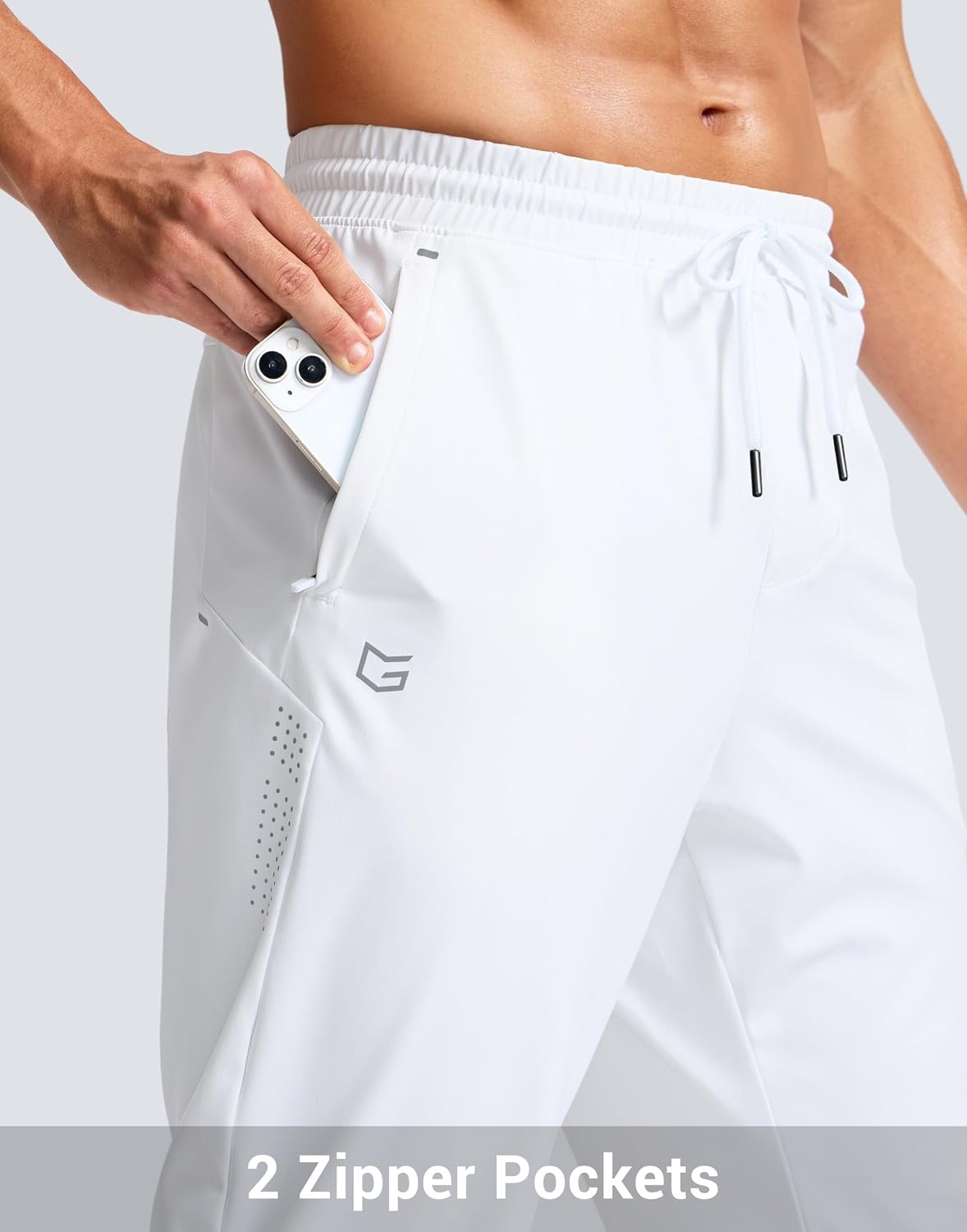 image:imageG Gradual Mens Joggers with Zipper Pockets Athletic Workout Gym Pants Stretch Running Track Jogging Sweatpants for MenWhite