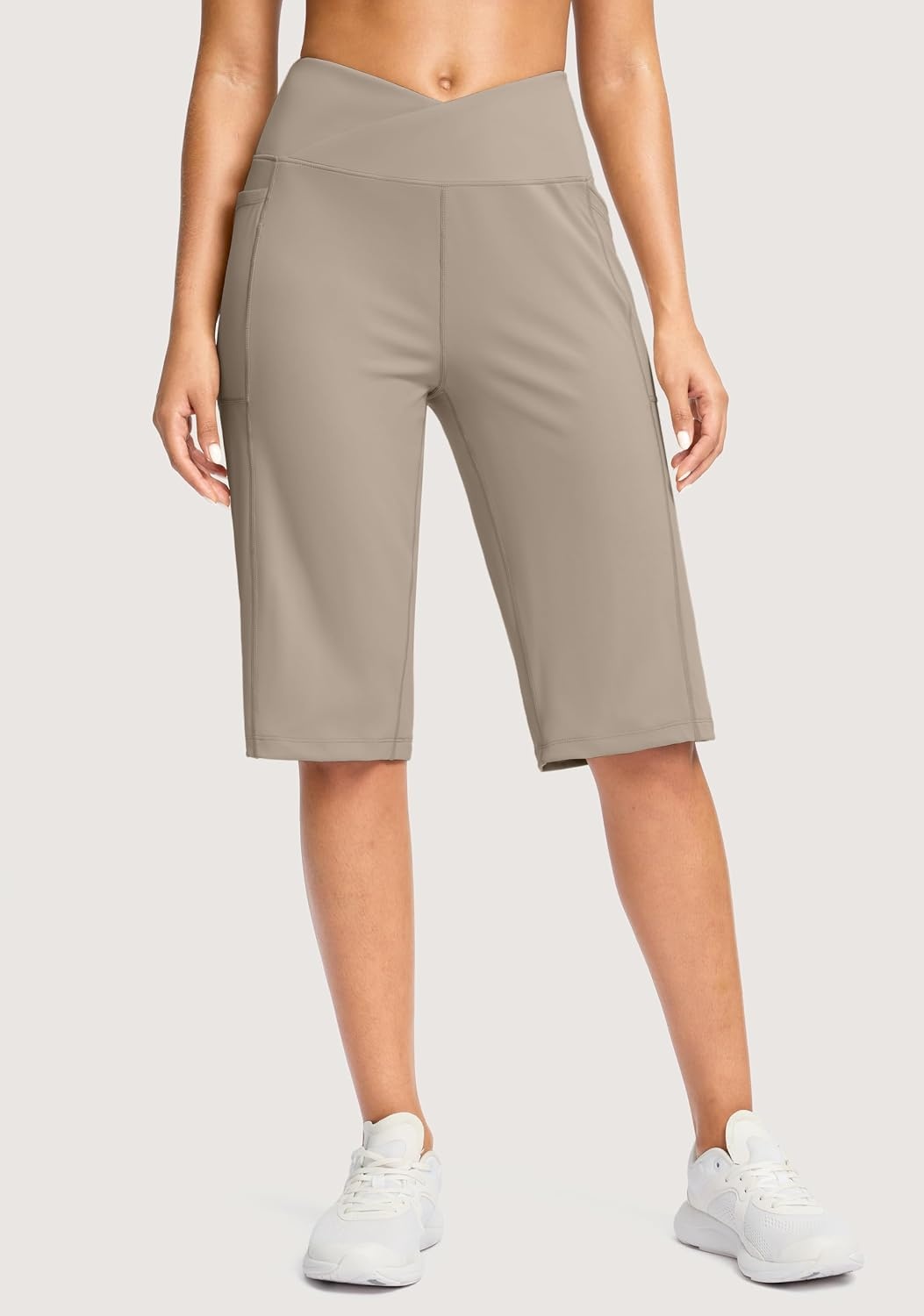 image:imageG Gradual Womens 14 Bermuda Long Shorts Knee Length High Waisted Athletic Shorts with Pockets Stretch Casual Summer WalkingDark Khaki