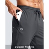 G Gradual Men’s Joggers with Zipper Pockets Athletic Workout Gym Pants Stretch Running Track Jogging Sweatpants for Men(Dark Grey)