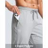 G Gradual Men’s Joggers with Zipper Pockets Athletic Workout Gym Pants Stretch Running Track Jogging Sweatpants for Men(Heather Grey Green)