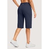 G Gradual Women’s 14″ Bermuda Long Shorts Knee Length High Waisted Athletic Shorts with Pockets Stretch Casual Summer Walking(B Navy)