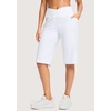 G Gradual Women’s 14″ Bermuda Long Shorts Knee Length High Waisted Athletic Shorts with Pockets Stretch Casual Summer Walking(C White)