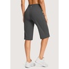 G Gradual Women’s 14″ Bermuda Long Shorts Knee Length High Waisted Athletic Shorts with Pockets Stretch Casual Summer Walking(Dark Grey)