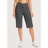 G Gradual Women’s 14″ Bermuda Long Shorts Knee Length High Waisted Athletic Shorts with Pockets Stretch Casual Summer Walking(Dark Grey)