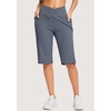G Gradual Women’s 14″ Bermuda Long Shorts Knee Length High Waisted Athletic Shorts with Pockets Stretch Casual Summer Walking(Dusty Blue)
