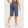 G Gradual Women’s 14″ Bermuda Long Shorts Knee Length High Waisted Athletic Shorts with Pockets Stretch Casual Summer Walking(Dusty Blue)